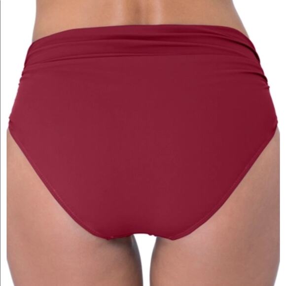 Profile by Gottex Women's Merlot Tutti Frutti Shirred Tankini Swim Bottoms sz 8 - Picture 3 of 4